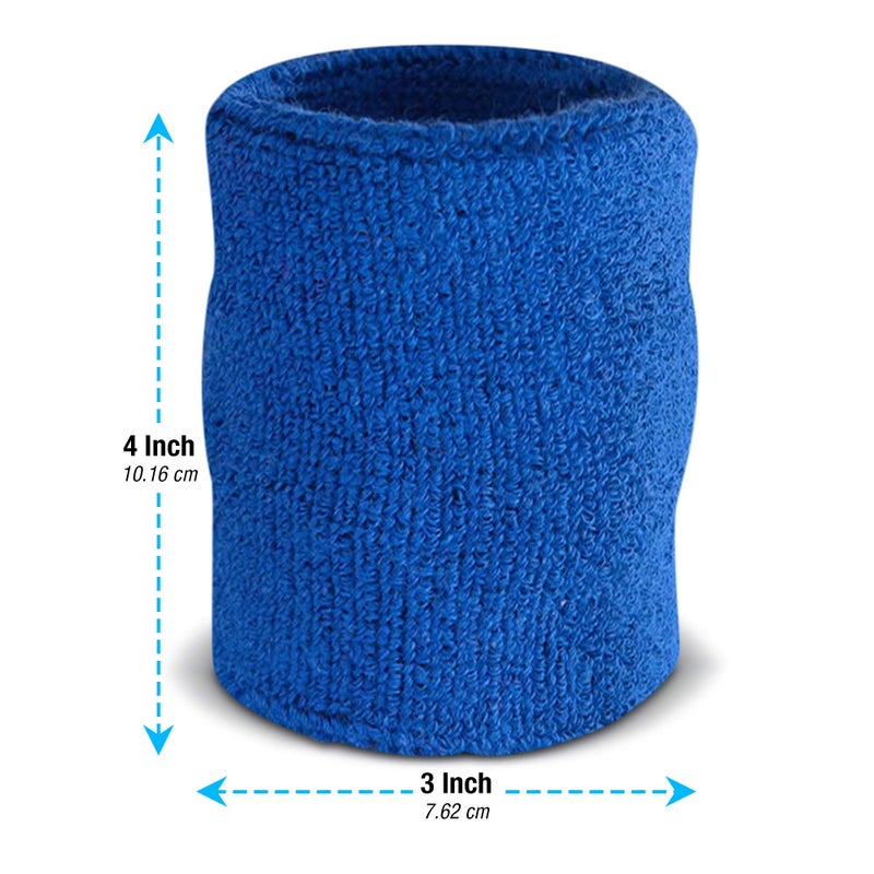 Suddora Arm Sweatbands, Absorbent and Breathable Thick Cotton Bands for Working Out, Gymnastics, Basketball, Tennis, and Football, Multiuse 4-inch Wristbands for Costumes and Cosplay, Blue - Image 4